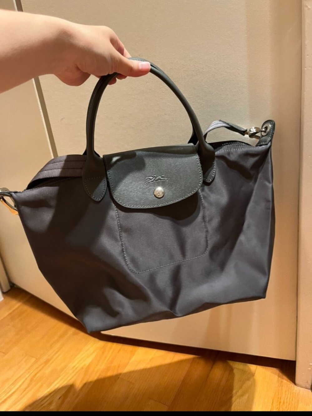 Gray Longchamp Le Pliage Crossbody